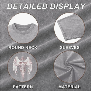 Camisetas Vintage de Estilo Gótico Punk para Mujer, Ropa Urbana Grunge, Camisetas Extra Grandes, Camisetas con Estampado Gótico Cruzado Y2K, Camisetas con Lavado Ácido de Verano 100% - Product Image 5