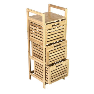 Solución de almacenamiento de torre de despensa de 3 cajones de bambú macizo - Product Image 2