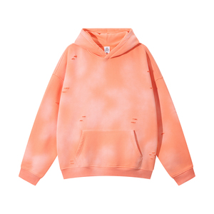 Sudaderas Extra Grandes para Hombre, Estilo Vintage, Lavado Ácido, Sudadera con Capucha Desgarrada, Sudadera de Forro Polar Grueso, Ropa de Invierno - Product Image 4