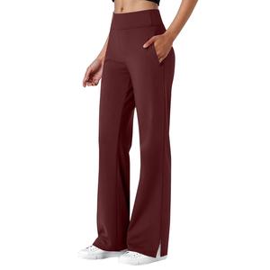 Women's Mid Waist Flare Leggings Solid Breathable Lightweight Yoga Wear <b>for</b> Casual Lounge Workout <b>Elastic</b> Waist Yoga Leggings - Product Image 4