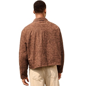 Top Winter Collection Custom <b>Men's</b> Vintage Sheep Skin <b>Suede</b> <b>Jacket</b> Brown Full Zip Casual Windproof Eco-Friendly Outerwear - Product Image 4