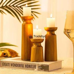 Portavelas de Madera Maciza de Primera Calidad Hecho a Mano, Decoración Duradera para el Hogar para un Uso Prolongado Tradebyd - Product Image 2