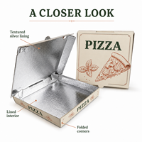 Boîte à pizza personnalisée avec logo imprimé et doublure en aluminium, options de couleur et de taille OEM pour l'emballage alimentaire à emporter et la livraison