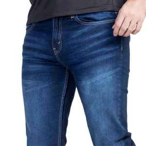 Pantalon en jean bleu classique pour hommes, coupe ajustée, extensible, design décontracté, coupe régulière, épaisseur légère en toile pour toutes les tailles, vente en gros - Product Image 3