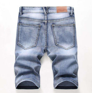 Shorts en jean déchirés et usés en coton 100% écologique en gros, mode hip-hop pour hommes, jeans décontractés bleus - Product Image 3
