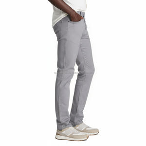 Pantalones Chinos de Lona para Hombre, Corte Slim Fit, Cintura Media, Color Marrón, Alta Elasticidad y Comodidad, Algodón Elástico, Servicio OEM con Logotipo Personalizado - Product Image 2