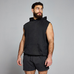 <b>Mens</b> <b>sleeveless</b> gym <b>hoodie</b> fitted workout fitness wear designed for bodybuilding training sessions - Product Image 3