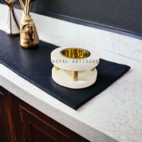 Brûleur d'encens religieux en marbre naturel et en laiton de haute qualité par ROYAL ARTISANS, taille et forme personnalisables, décoration d'intérieur toute saison