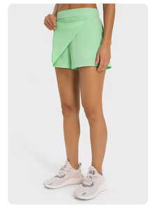 Women's Custom Logo Gym Shorts with Elastic Waist 2-in-1 Liner for Running <b>Biking</b> Sporty Tennis Yoga Shorts Inner <b>Pocket</b> Design - Product Image 5