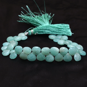 AAA + Amazonite 9mm-10mm Gemstone Faceted Heart Briolette Bead Natural Amazonite Semiprecious Gemstone Briolette Bead for Jewelry - Product Image 4