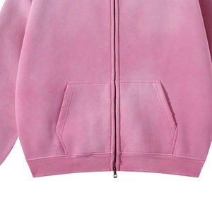 Nuevas llegadas Zip Up Sudadera Heavyweight Oversize Crop Boxy Double Zipped Sun Faded Vintage Stone Acid Wash Hoodie Hombres - Product Image 5