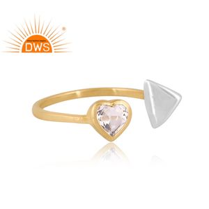 แหวนควอตซ์คริสตัลธรรมชาติชุบทอง18K ดีไซน์ทำด้วยมือล่าสุดผู้ผลิตเครื่องประดับชั้นดี - Product Image 3