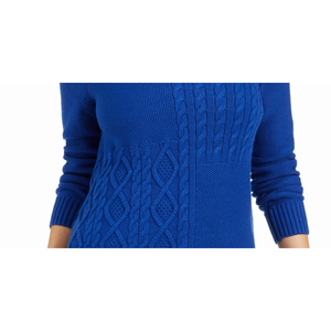 Maglione da Donna Charter Club con Collo Asimmetrico e Cuciture a Patchwork Blu Taglia XS-per l'Autunno - Product Image 3