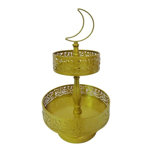 Soporte de pastel de Metal con diseño recortado árabe de diseño moderno, soporte y soporte de postre de pastel de 2 niveles, perfecto para soporte de pastel festivo Islámico - Product Image 1