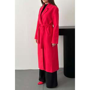 Abrigo Midi Fucsia con Cinturón - Fucsia - Product Image 4