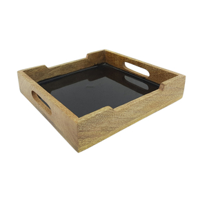 Square Shape Food <b>Serving</b> <b>Tray</b> <b>Black</b>/White Color Natural Wooden Stylish Kitchenware Food & Drink <b>Serving</b> <b>Tray</b> Customized - Product Image 3