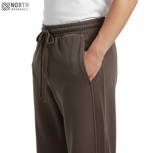 Pantalones de chándal de felpa francesa lavados con ácido vintage con borde crudo de fondo dividido con logotipo personalizado, pantalones de chándal en blanco, pantalones de chándal para correr - Product Image 4