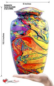 Cremation Urn for Ashes Handcrafted Tie Dye Urn Funeral and <b>Memorial</b> Cremation Urn for Human Ashes with Velvet Bag Large - Product Image 6