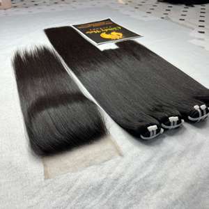 Paquetes de cabello humano vietnamita recto de hueso al por mayor, paquetes de cabello liso de hueso brasileño crudo, cabello alineado con cutícula de grado 10A - Product Image 1