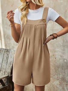 Peto corto vaquero de alta calidad para mujer, lavado ligero, desgastado, estilo Vintage sin esfuerzo, babero, botón general impreso a la moda - Product Image 2