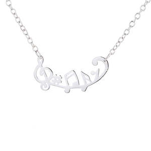 Collana Trendy in Argento Sterling con Note Musicali, Placcata Oro, a Forma Geometrica di Numero, con Catena a Maglie, Diamante e Perla - Regalo Ideale - Product Image 2