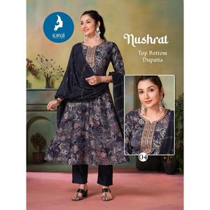 Ensemble Anarkali 3 pièces à la demande de Maruti Fashion Style traditionnel Impression numérique Rayonne Kurti Pantalon Chanderi Dupatta Vertical - Product Image 1