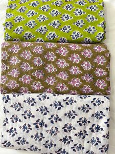 Tela de algodón orgánico hecha a mano, tela de patio para correr ligera con estampado de bloques indios para manualidades de niños - Product Image 6