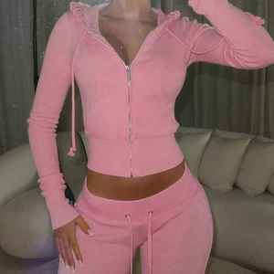 Ensemble de survêtement pour femme, sweat-shirt à capuche ajusté et court, ensemble de survêtement skinny déchiré, survêtement 2 pièces ajusté, survêtement ajusté - Product Image 5