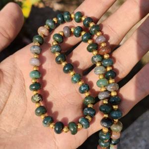 Green Agate Sterling Silver <b>Necklace</b> 8mm Rondelle Stone Beads Natural Gemstone Boho Layering Wedding <b>Gift</b> Her May Birthstone - Product Image 3