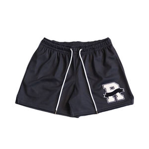 กางเกงขาสั้นผ้าโพลีเอสเตอร์ตาข่ายโพลีเอสเตอร์แบบลำลองผ้ายืดปิดเอวระบายอากาศโลโก้ตามสั่งขนาด6นิ้วสำหรับผู้ชายขายส่ง - Product Image 3