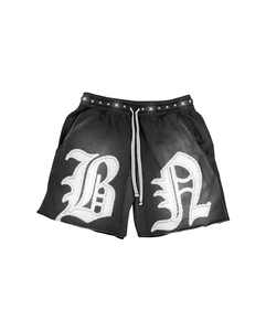 Ropa de calle Vintage de gran tamaño, pantalones cortos con cordón personalizados, Parche de lavado ácido desgastado, bordado, diamantes de imitación, transpirable - Product Image 5