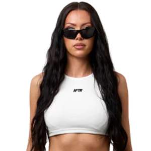 Womens Cropped Baby Tee <b>White</b> Stretch Cotton Lightweight Streetwear <b>Top</b> Clean Minimal Logo Slim Fit Design - Product Image 5