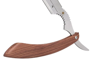 Hoja de acero inoxidable de alta calidad, corte recto, salón de peluquería, maquinilla de afeitar con mango de madera - Product Image 2