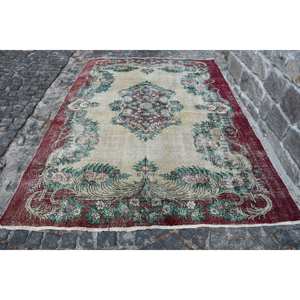 Clásico rojo Beige 6,6X9,4 pies Kilim alfombra de poliéster hecha a mano área grande rectángulo pasillo diseño abstracto 10mm alfombras turcas habitación - Product Image 2