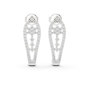 Pendientes colgantes redondos de moissanita con diseño de hoja, de plata de ley 925, engaste pavé con 82 piedras - Product Image 2