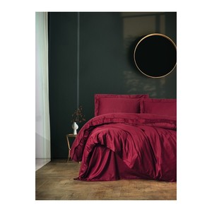 Elegante Juego de Funda Nórdica Individual de Satén Borgoña, Ropa de Cama de Lujo de Algodón con Bordado Floral Tejido, Tamaño King para el Hogar, Incluye 4 Piezas - Product Image 1