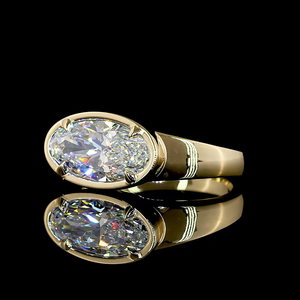 แหวนหมั้นเพชรทรงรี 2.08 กะรัต ทอง 14K สีเหลือง ประดับเพชรเลี้ยงในห้องปฏิบัติการ งานฝีมือสำหรับเจ้าสาว - Product Image 1