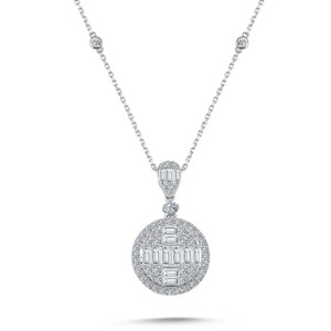 Collier en diamant Moissanite véritable 1.37 ct Collier élégant avec des diamants en grappe dans un cercle Collier d'anniversaire élégant - Product Image 5