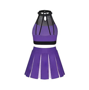 Derniers modèles de tenues de cheerleading sans manches pour femmes, taille adulte, 100% polyester, couleur personnalisée, fournisseur d'usine - Product Image 2