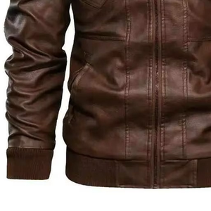 Chaquetas de Cuero de Buena Calidad al por Mayor, Chaqueta de Cuero para Hombre con Cuerpo de Lana y Mangas de Cuero, Chaqueta de Cuero de Invierno para Hombre en Venta, Servicio OEM ODM - Product Image 3