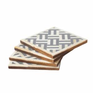 Juego de posavasos con incrustaciones de hueso blanco de alta calidad, alfombrilla/almohadilla de cocina de diseño cuadrado a rayas para restaurante doméstico y bodas - Product Image 4