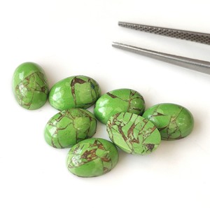 Cabujón ovalado turquesa de cobre verde 3x5mm-20x30mm Piedra preciosa natural suelta con parte posterior plana para la fabricación de joyas Precio al por mayor - Product Image 2