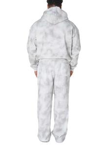 Conjunto Deportivo Personalizado para Hombre, Lavado Ácido, Decolorado por el Sol, Sudadera con Capucha y Cremallera Bordada y Pantalones Deportivos Desgastados - Product Image 5