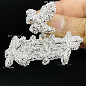 จี้ตัวอักษรชุบโรเดียมสไตล์ฮิปฮอปแบบยูนิเซ็กซ์ ประดับเพชรโมอิสซาไนต์ VVS เกรดพรีเมียม เงินแท้ 925 - Product Image 1