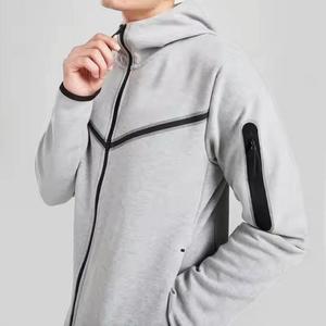Qualité hommes deux pièces Gym Fitness Tech polaire entraînement survêtement XL à capuche ensemble respirant imprimé Logo hiver Streetwear solide - Product Image 4