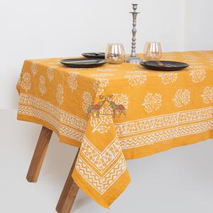 Mantel de Mesa de Lujo con Estampado Floral de Loto Dabu, Hecho a Mano en Algodón, para Hogar, Fiestas, Hoteles y Bodas - Product Image 6