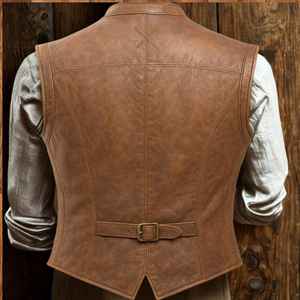 Nuevo chaleco de cuero vacuno estilo vintage para hombre con cierre de cremallera Magnifico Merchants - Product Image 3