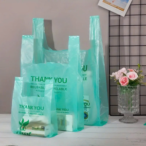 ถุงใส่เสื้อยืด HDPE/LDPE อเนกประสงค์ถุงใส่ของนำกลับมาใช้ใหม่สำหรับใช้ในซูเปอร์มาร์เก็ตทำจากวัสดุรีไซเคิล - Product Image 6