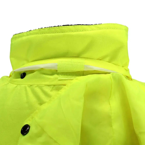 High Quality Winter Security <b>Men's</b> Canvas Stand Collar Quilted Hooded Breathable Reflective Safety <b>Jacket</b> with Front Logo - Product Image 6