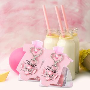 Baby Shower Ange Porte-clés Étiquette Autocollant Cartes Organza Sacs pour Baptême Fête Rose Baby Shower Party Favors - Product Image 2
